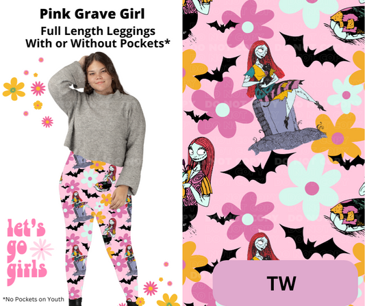 Preorder Extras! ETA March. Pink Grave Girl Full Length Leggings w/ Pockets