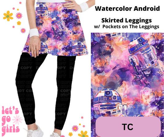 Preorder Extras! ETA March. Watercolor Android Skirted Full Length Leggings w/ Pockets