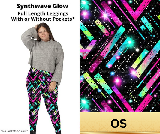 Synthwave Glow Full Length Leggings w/ Pockets