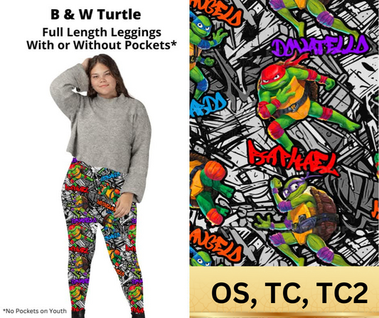 B & W Turtle Full Length Leggings w/ Pockets