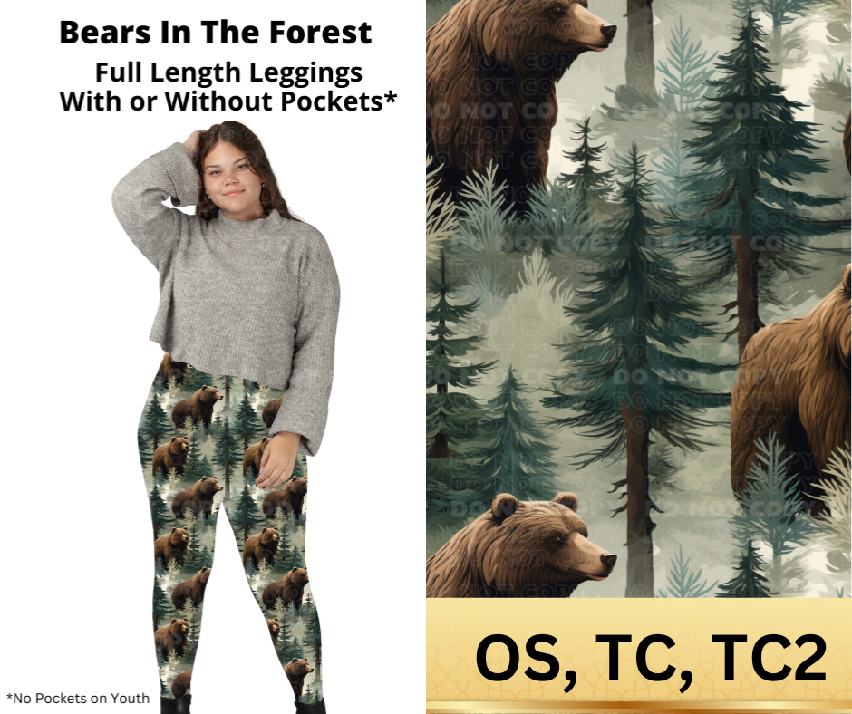 Bears In The Forest Full Length Leggings w/ Pockets