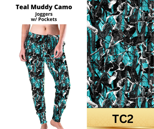 Teal Muddy Camo Joggers