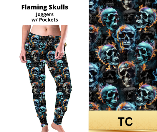 Flaming Skulls Joggers