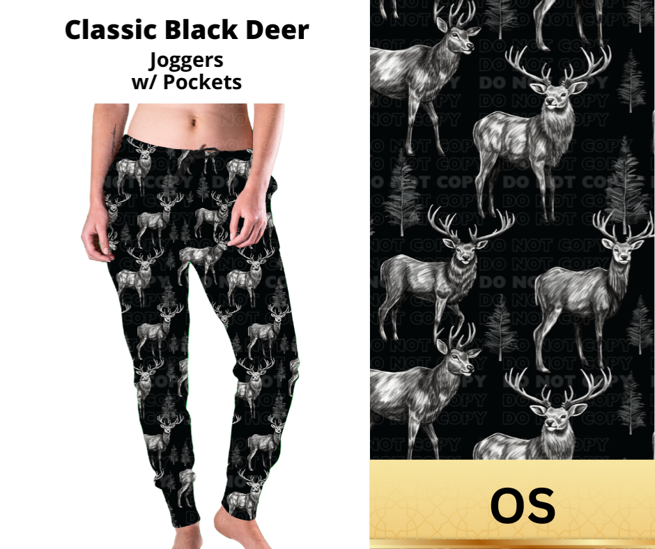 Classic Black Deer Joggers