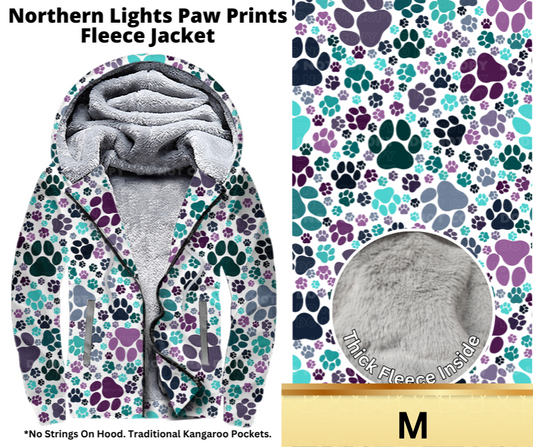 Northern Lights Paw Prints Fleece Jackets