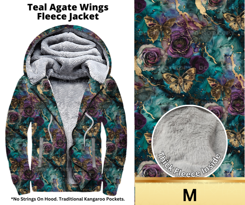 Teal Agate Wings Fleece Jackets