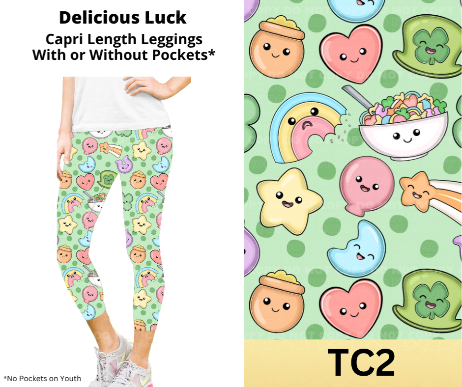 Preorder Extras! ETA Feb. Delicious Luck Capri Length Leggings w/ Pockets