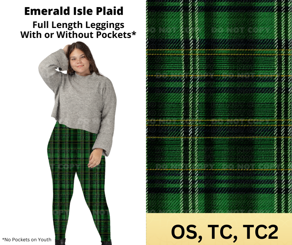 Preorder Extras! ETA Feb. Emerald Isle Plaid Full Length Leggings w/ Pockets