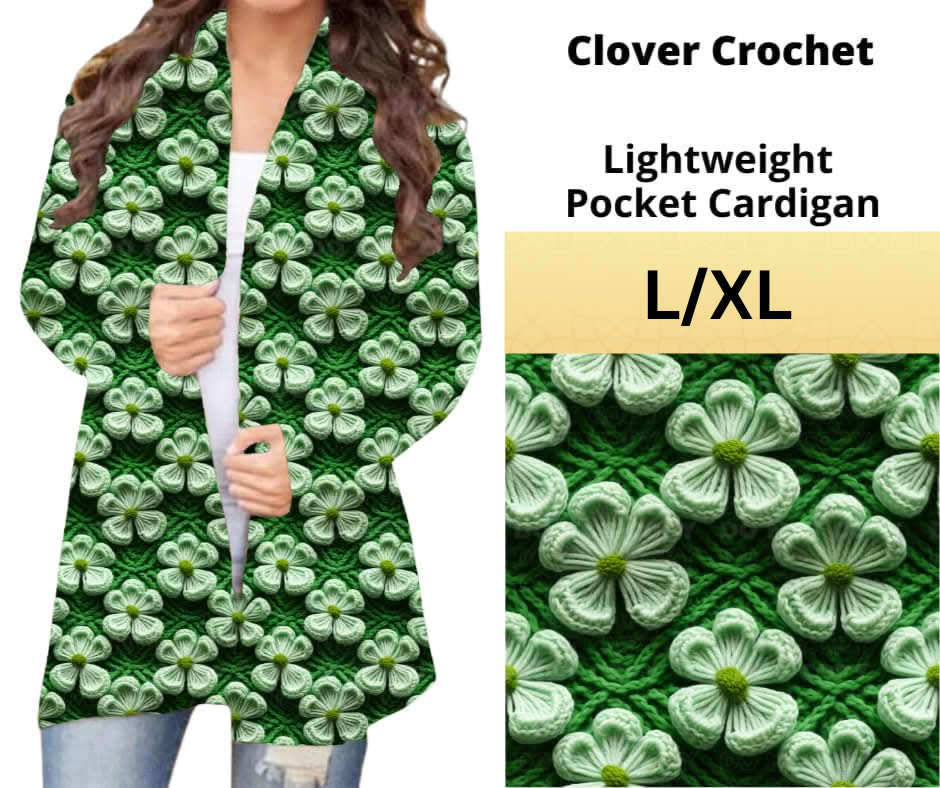 Preorder Extras! ETA March. Clover Crochet Pocket Cardigan