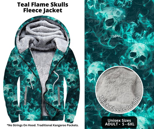 Preorder! Closes 10/21. ETA Jan. Teal Flame Skulls Jackets