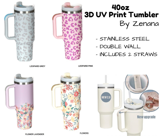 40oz 3D UV Printed Tumbler - Multiple Designs