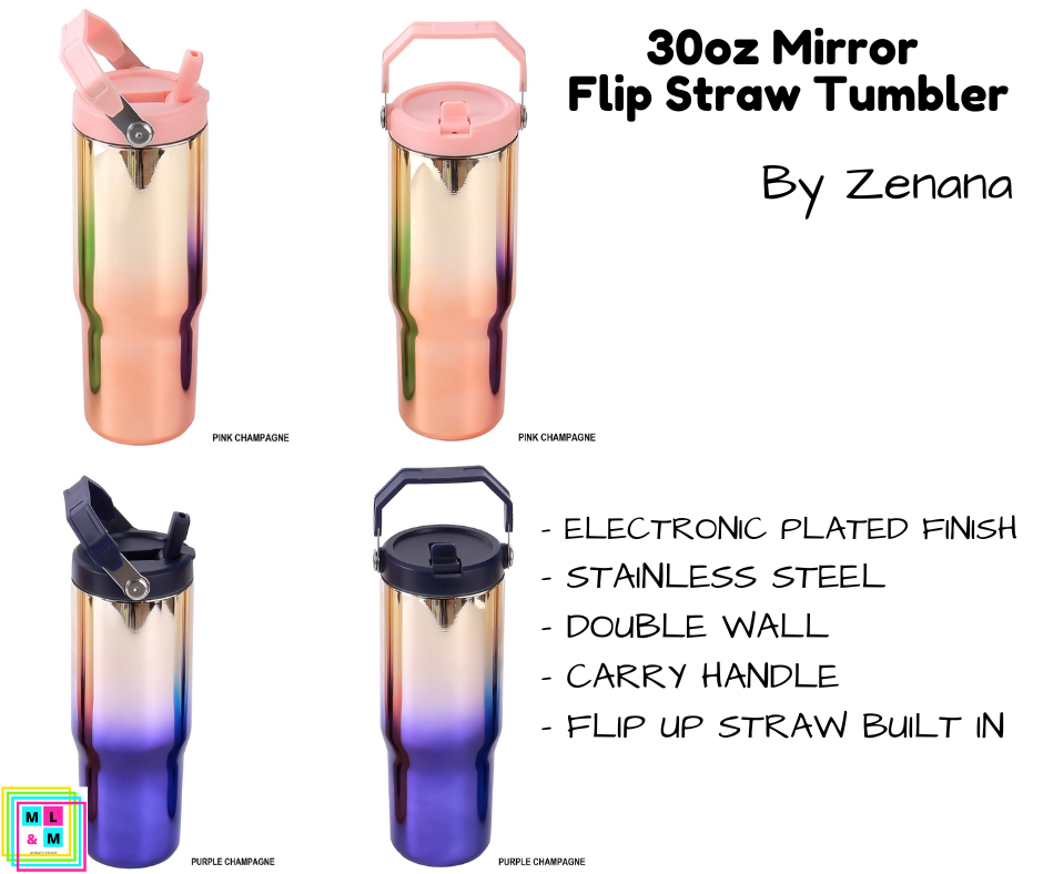 30oz Mirror Flip Straw Tumbler