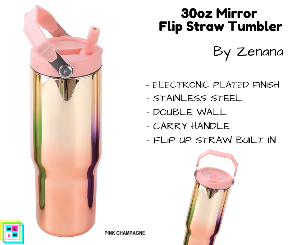 30oz Mirror Flip Straw Tumbler