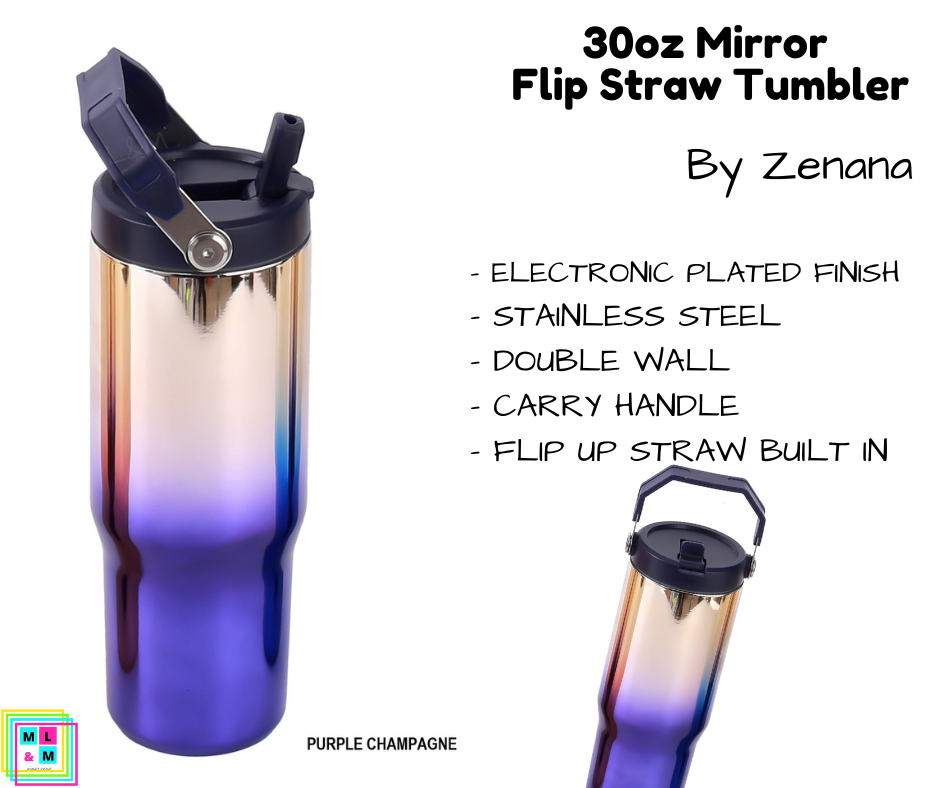 30oz Mirror Flip Straw Tumbler