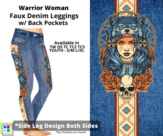 Warrior Woman Full Length Faux Denim w/ Side Leg Designs