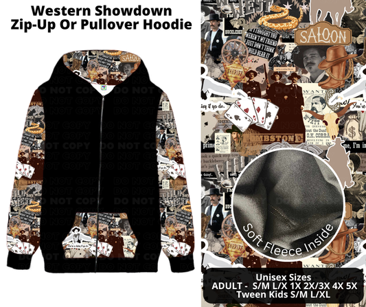 Preorder! Closes 11/27. ETA Feb. Western Showdown Zip-Up or Pullover Hoodie