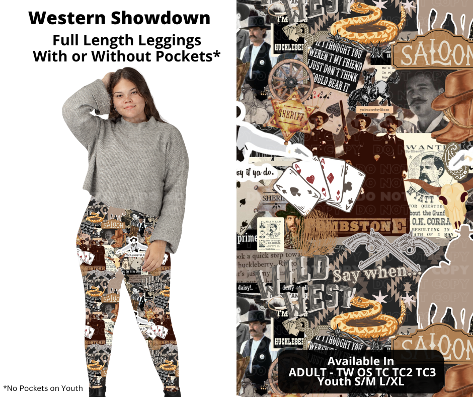 Preorder! Closes 11/27. ETA Feb. Western Showdown Full Length Leggings w/wo Pockets