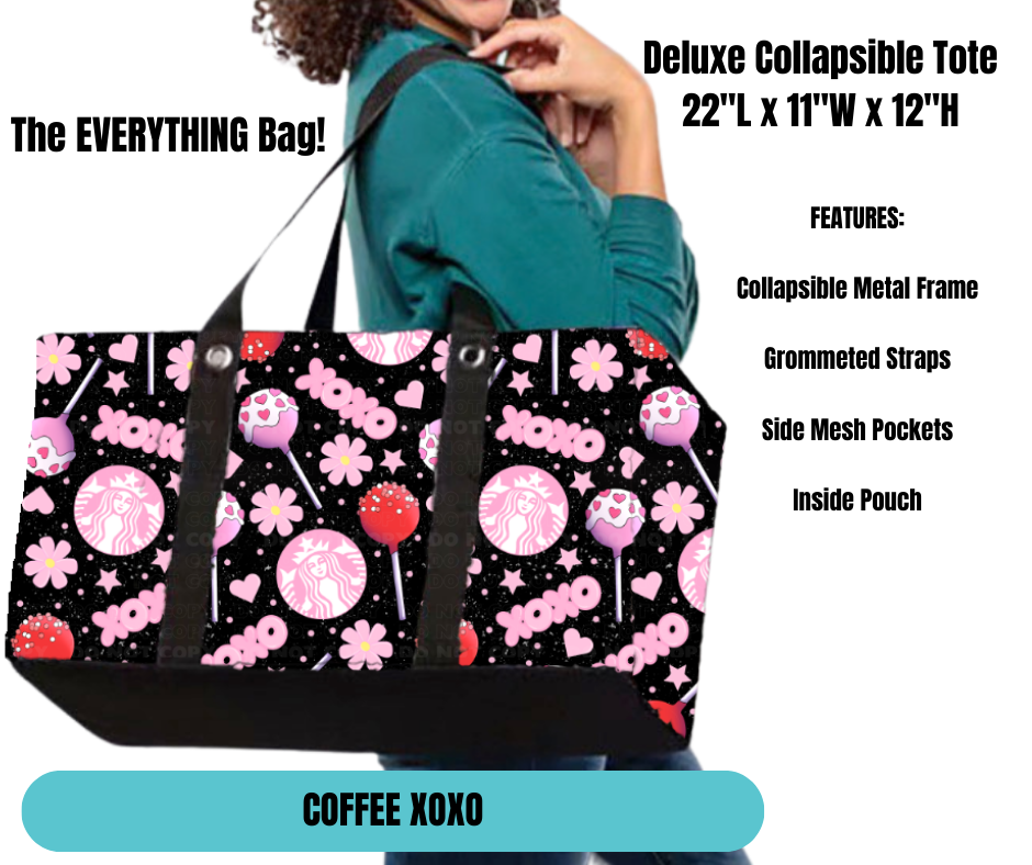 Coffee XOXO Collapsible Tote