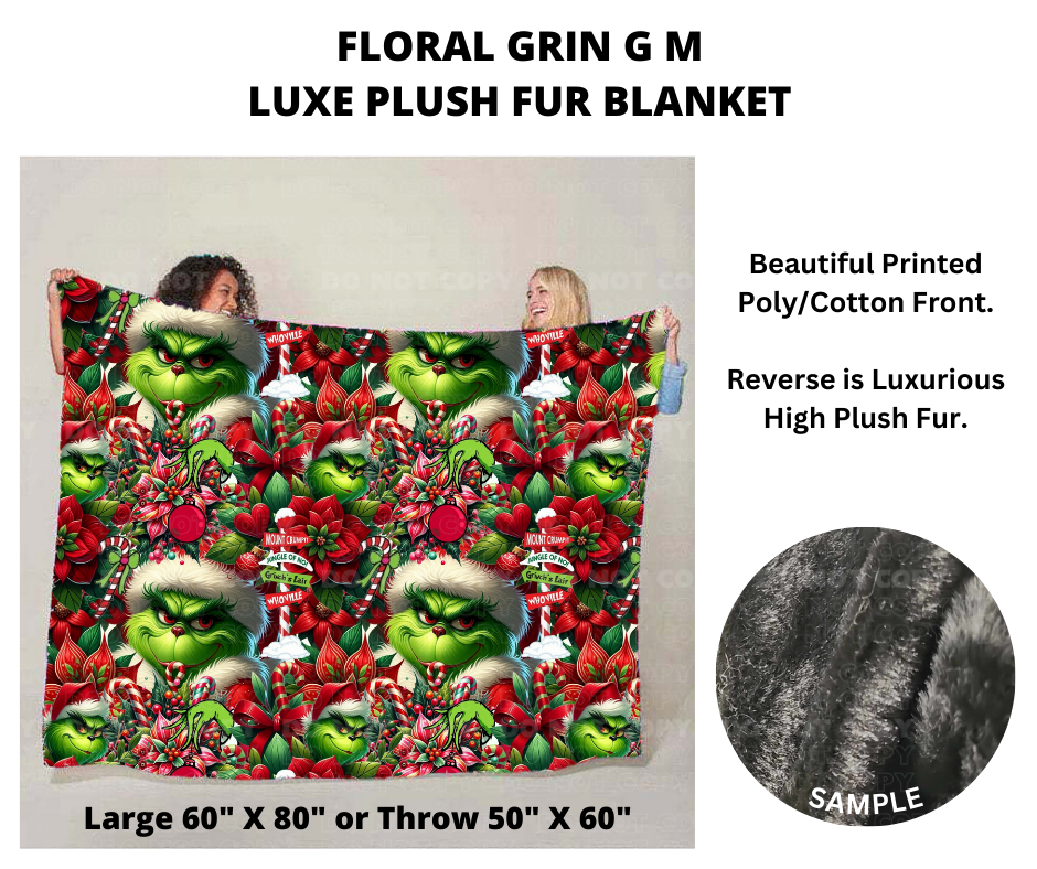 Floral Grin G M Luxe Plush Fur Blanket