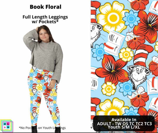 Book Floral Full Length Leggings w/ Pockets