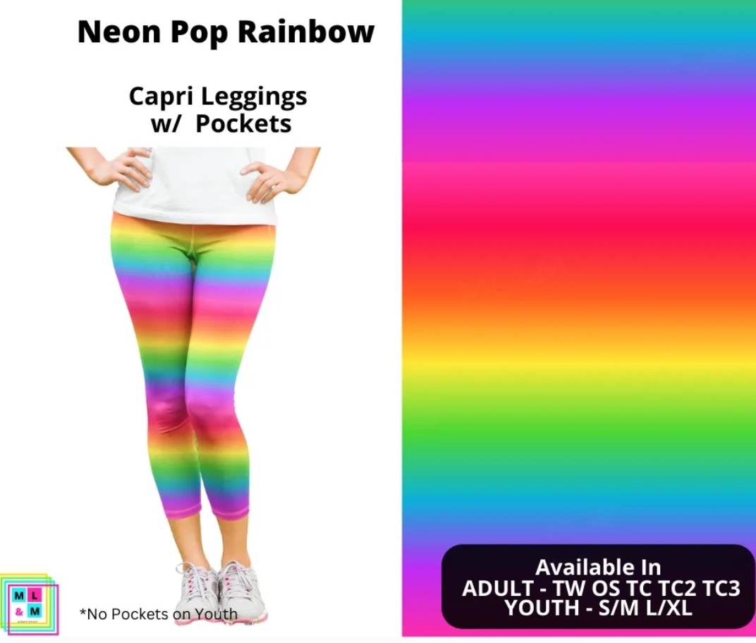 Neon Pop Rainbow Capri Length w/ Pockets