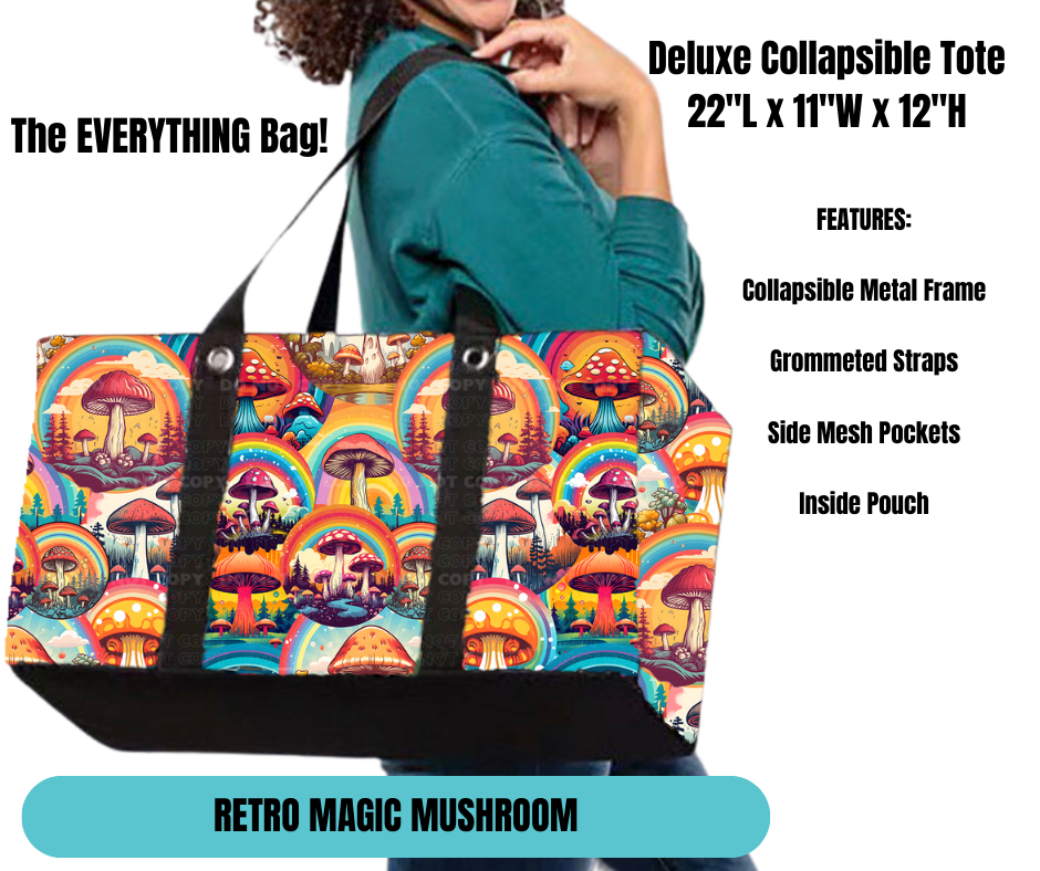 Retro Magic Mushroom Collapsible Tote