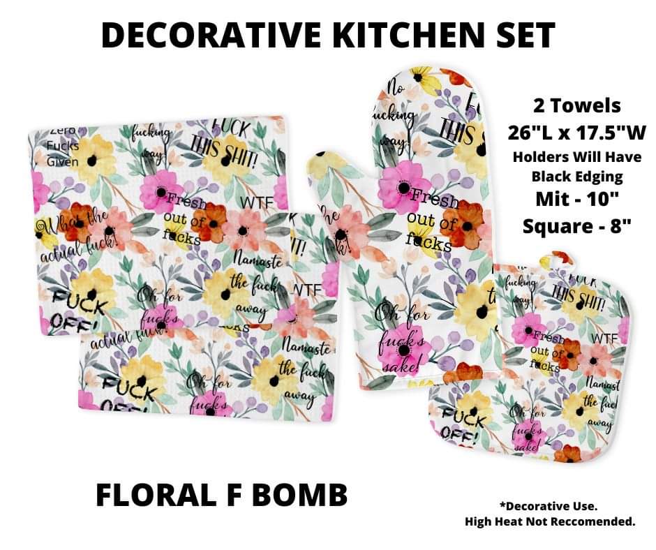 Floral F Bomb Decorative Kitchen Set