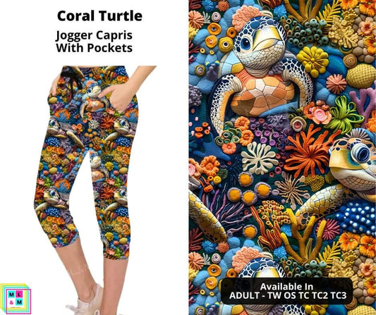 Coral Turtle Jogger Capri