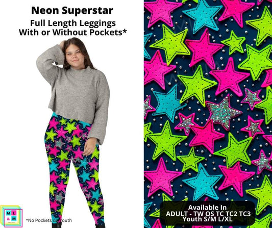 Neon Superstar Full Length Leggings w/ Pockets