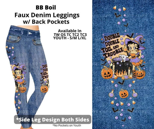 BB Boil Full Length Faux Denim w/ Side Leg Designs