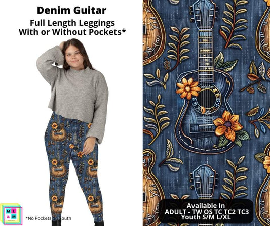 Denim Guitar Full Length Leggings w/ Pockets
