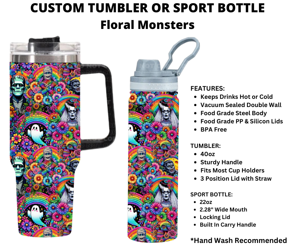 Floral Monsters Custom Tumbler