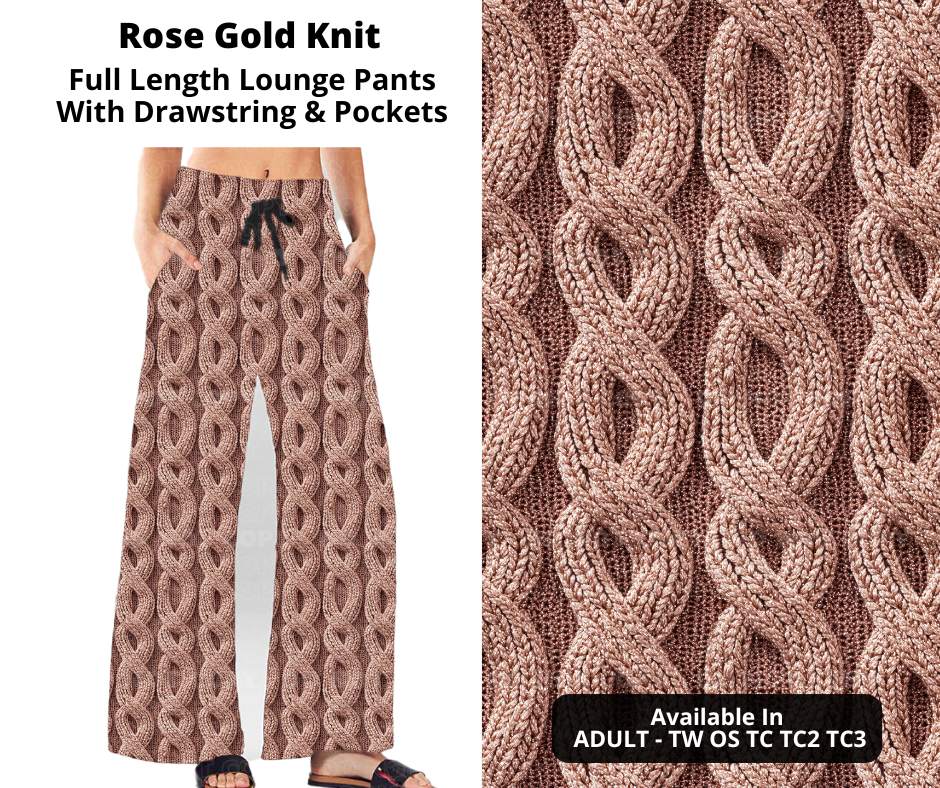 Preorder! Closes 11/4. ETA Jan. Rose Gold Knit Full Length Lounge Pants