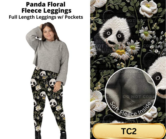 Panda Floral Fleece Leggings