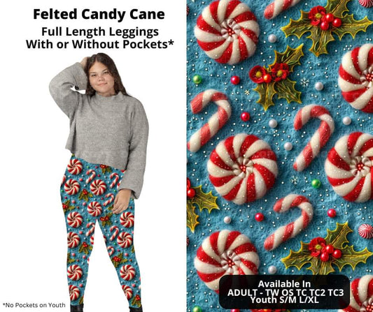 Felted Candy Cane Full Length Leggings w/ Pockets