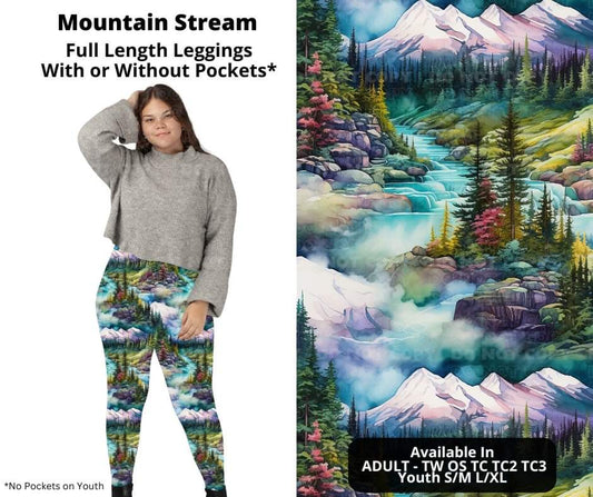 Preorder! Closes 10/23. ETA Dec. Mountain Stream Full Length Leggings w/wo Pockets