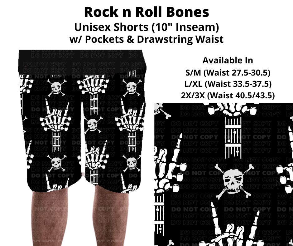 Preorder! Closes 11/27. ETA Feb. Rock n Roll Bones Unisex Shorts