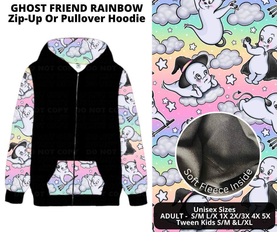 Ghost Friend Rainbow Zip-Up or Pullover Hoodie