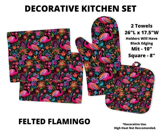 Felted Flamingo Decorative Kitchen Set