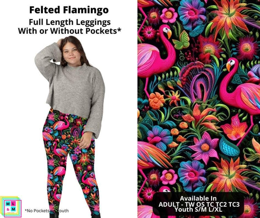 Felted Flamingo Full Length Leggings w/ Pockets