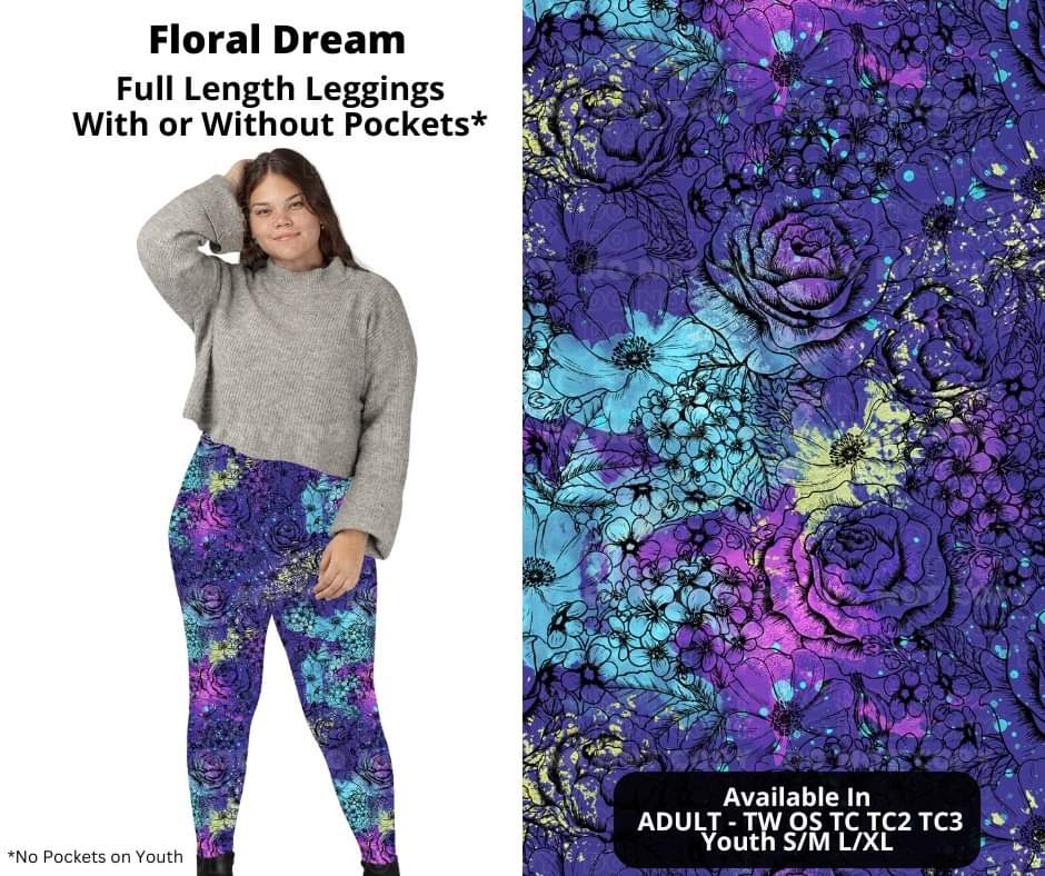 Preorder! Closes 10/23. ETA Dec. Floral Dream Full Length Leggings w/wo Pockets