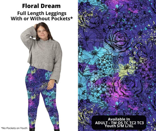 Preorder! Closes 10/23. ETA Dec. Floral Dream Full Length Leggings w/wo Pockets