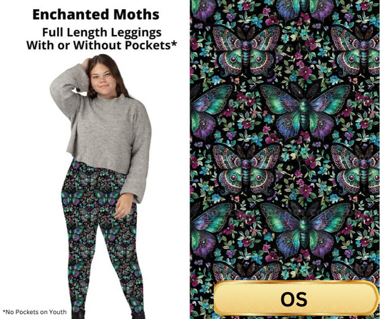 Enchanted Moths Full Length Leggings w/ Pockets