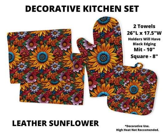 Leather Sunflower Decorative Kitchen Set