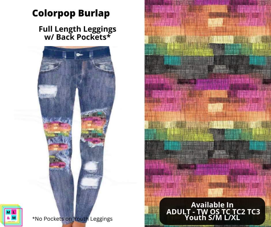 Colorpop Burlap Faux Denim Full Length Peekaboo Leggings