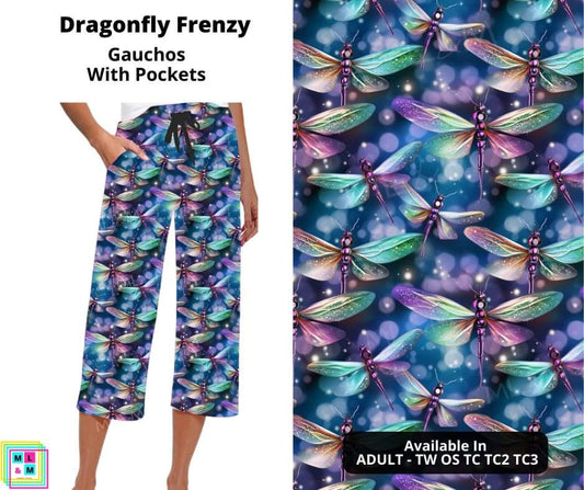 Dragonfly Frenzy Capri Gauchos