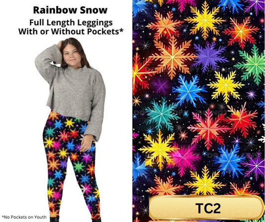 Rainbow Snow Full Length Leggings w/ Pockets