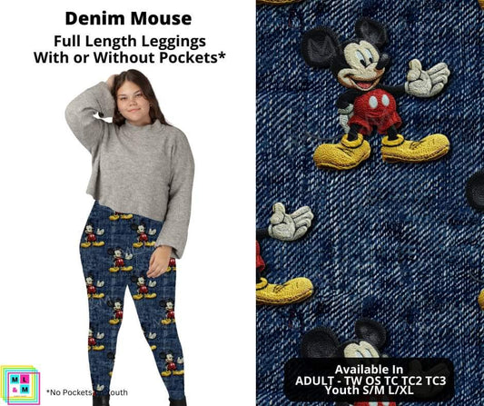 Denim Mouse Full Length Leggings w/ Pockets