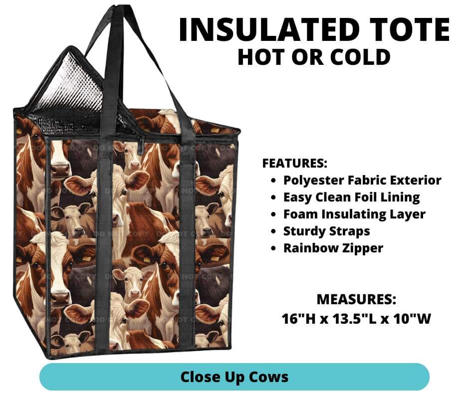 Close Up Cows Insulated Tote