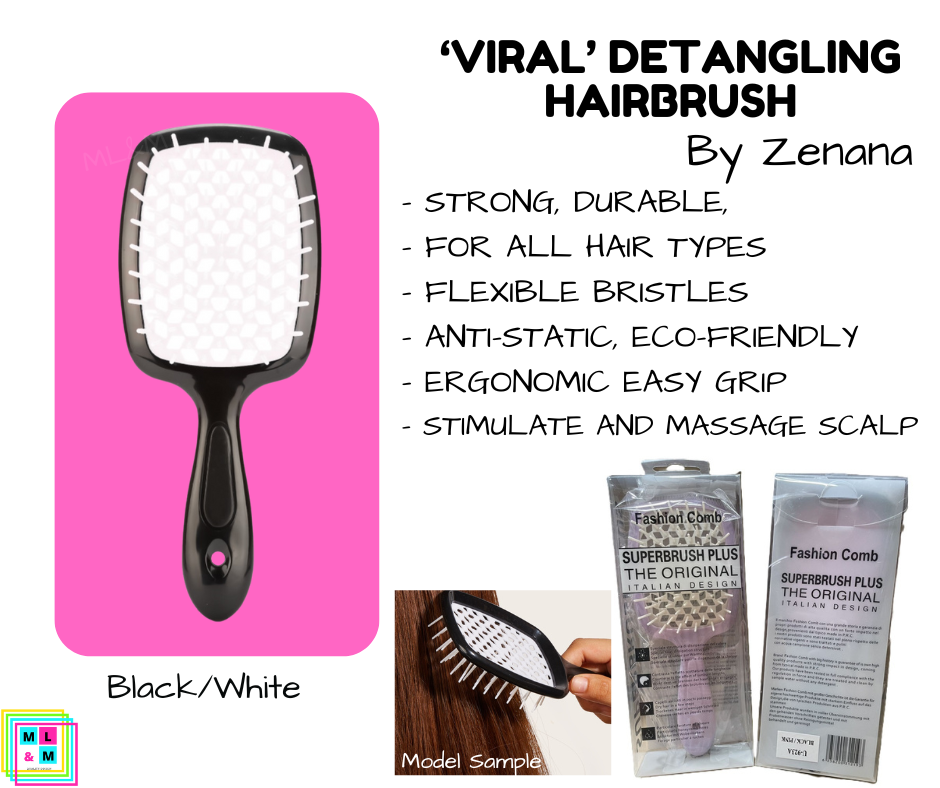 'Viral' Detangling Hairbrush - Black/White